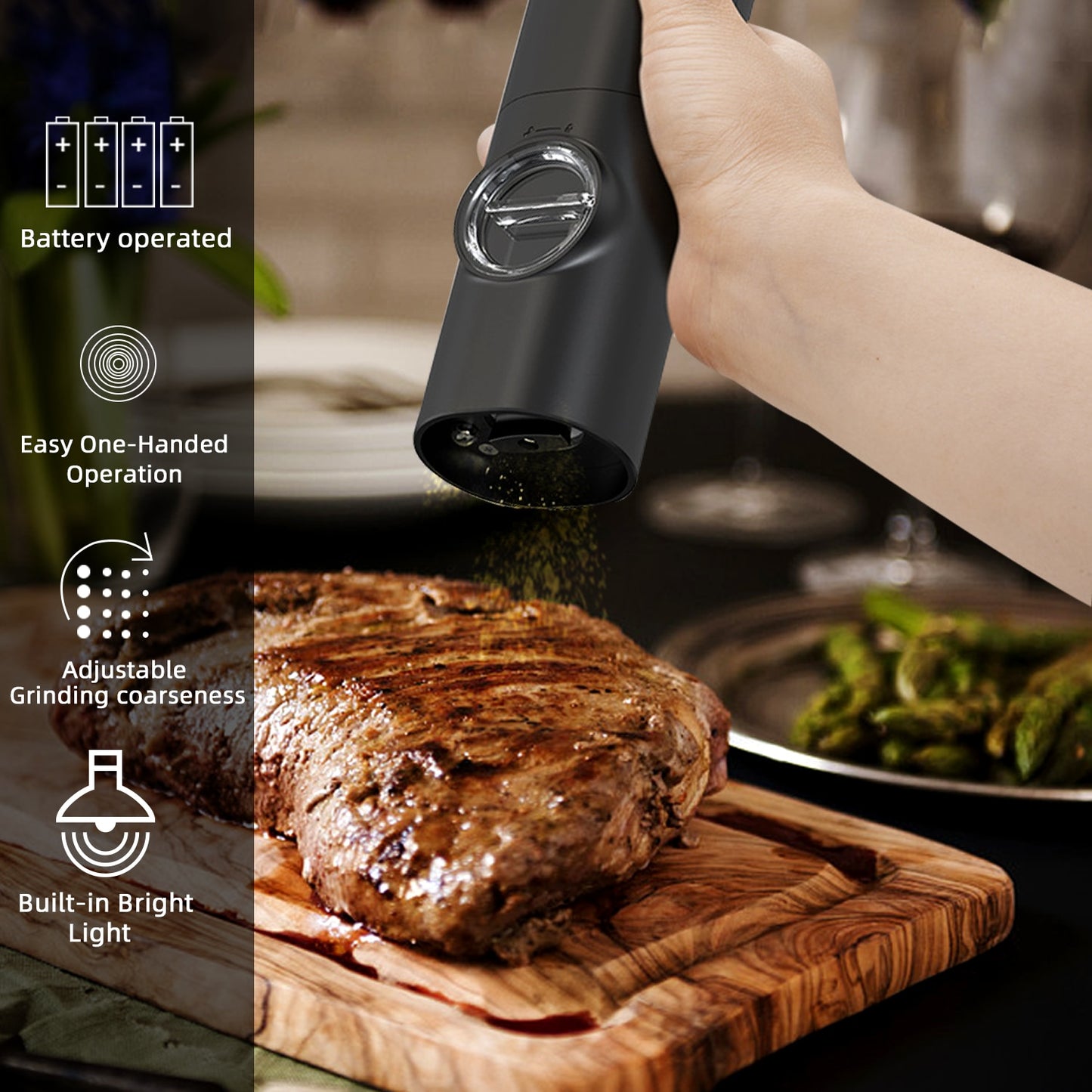 Electric Pepper And Salt Grinder With LED